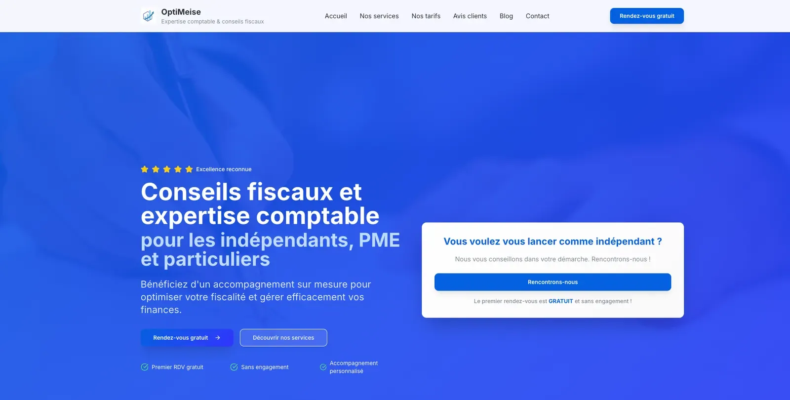 Aperçu du site Optimeise